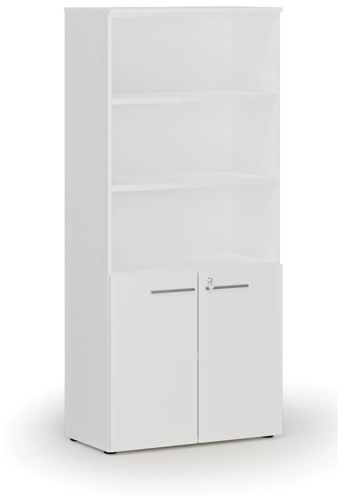 Kombinovaná kancelárska skriňa PRIMO WHITE, dvere na 2 poschodia, 1781 x 800 x 420 mm, biela