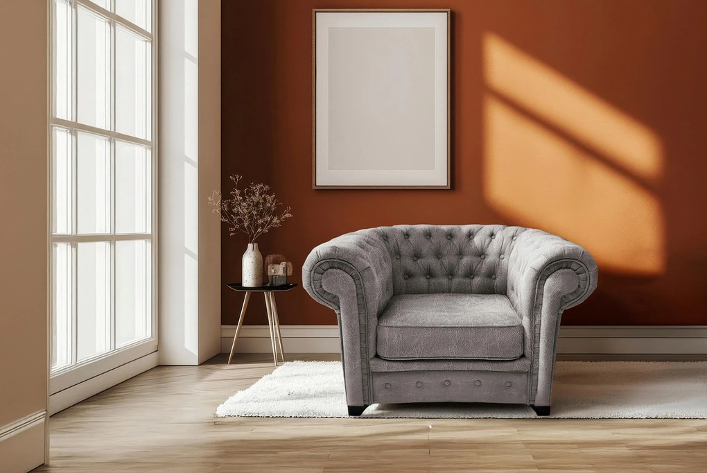 XXXLutz KRESLO CHESTERFIELD, textil, kompozitné drevo, sivá MID.YOU - Online Only obývacie izby - 000694009826