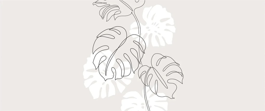 Obraz - Line art monstera N⁰3 (120x50 cm)