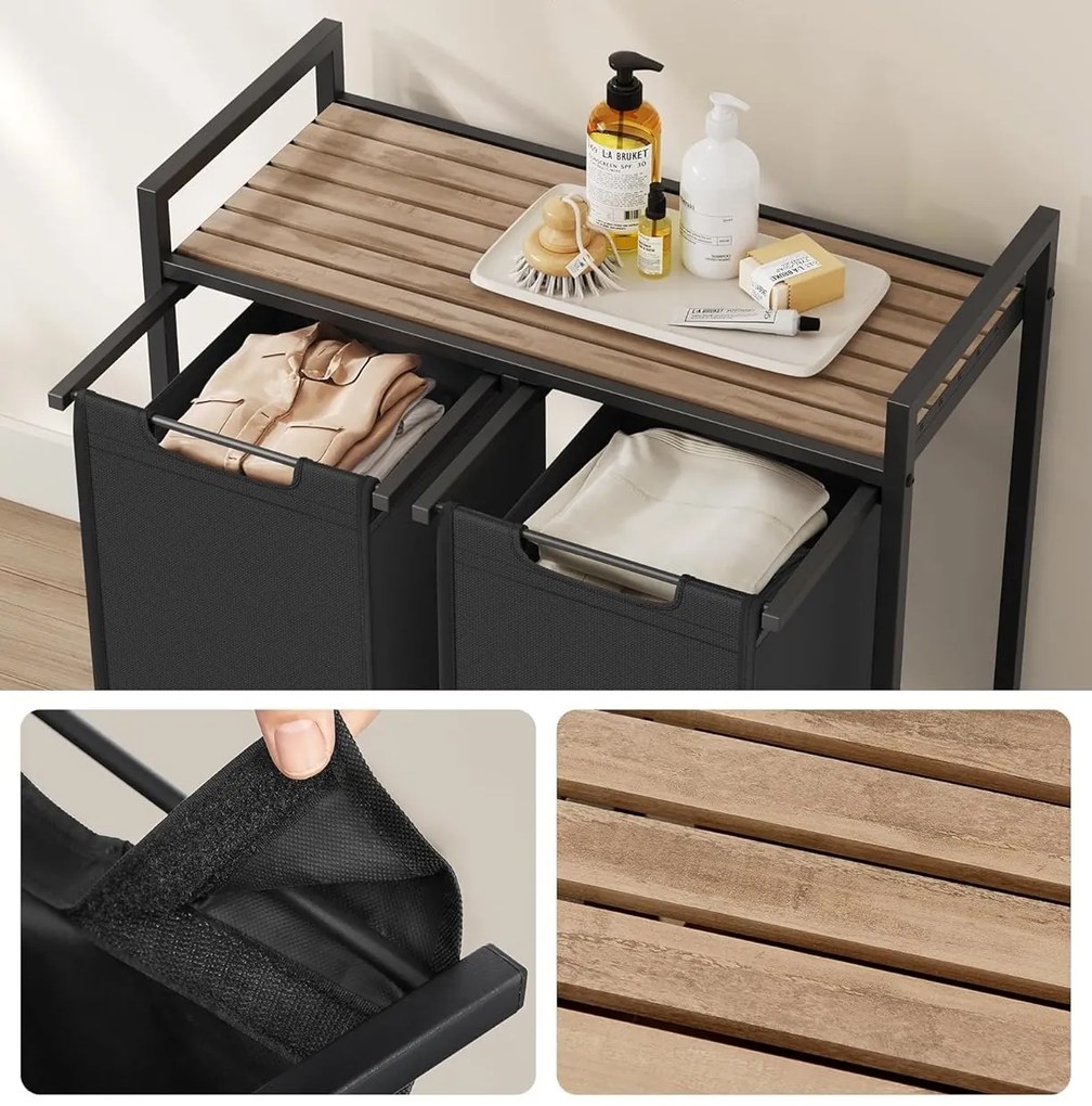 Kôš na bielizeň Vasagle Ovules ťaví hnedý/čierny