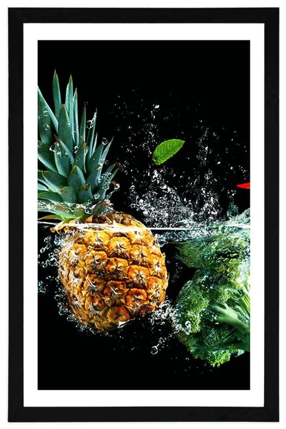 Plagát s paspartou organické ovocie a zelenina - 60x90 white