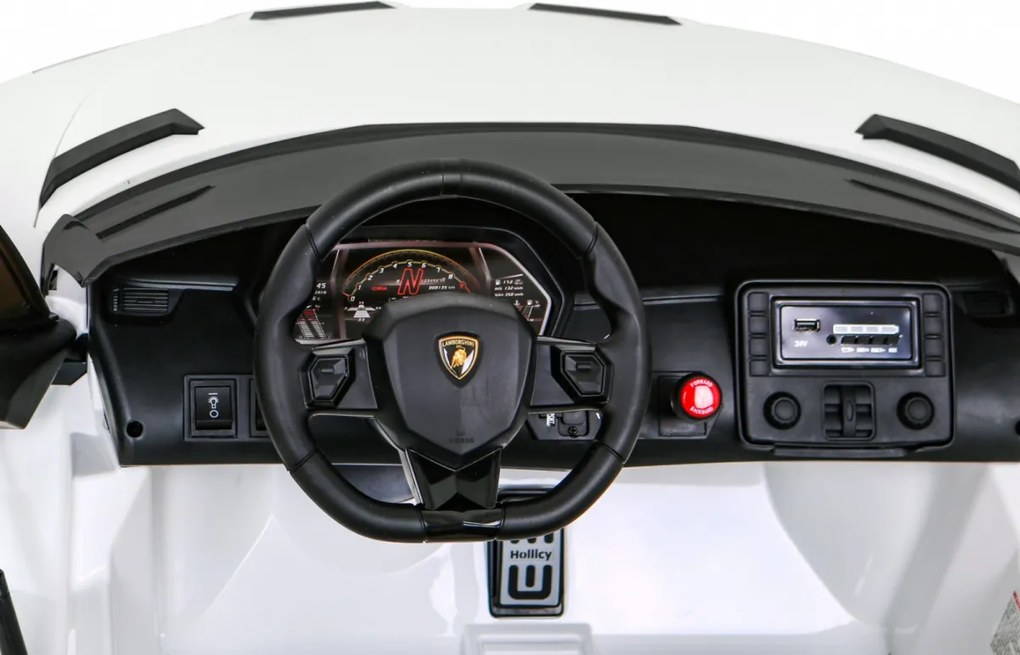 Ramiz Lamborghini SVJ DRIFT elektrické auto pre 2 deti biele + funkcia driftu + diaľkové ovládanie
