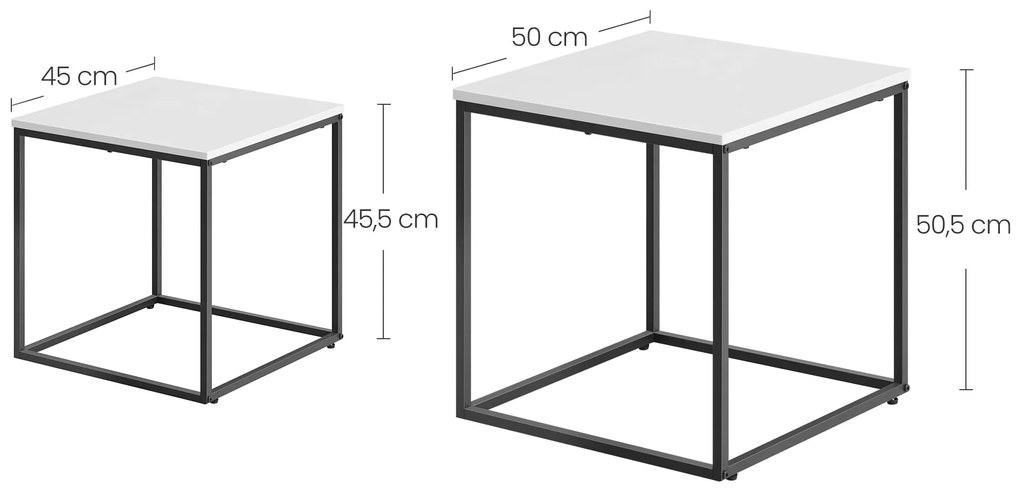Dekorstudio Set 2ks kávových stolíkov - Biele / čierne nohy