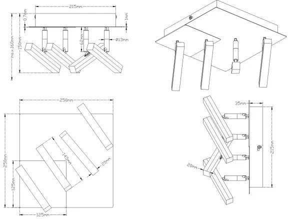 Trio - LED Bodové svietidlo OPIUM 4xLED/4,5W/230V