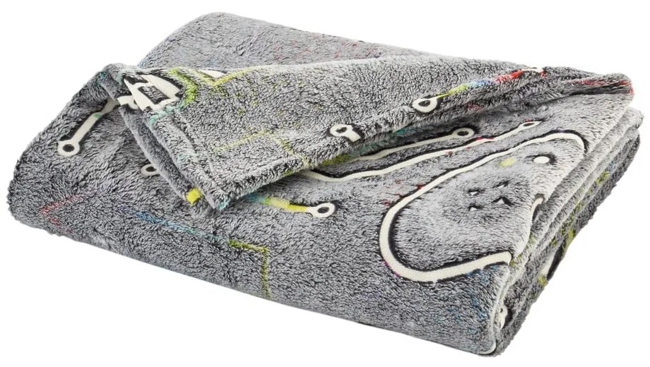 Sivá detská deka so svietiacim efektom z mikroplyšu 130x170 cm Game Over – Catherine Lansfield