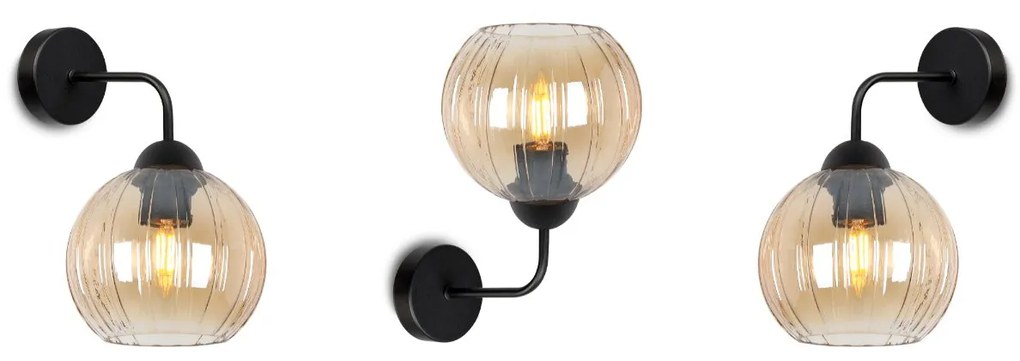 Nástenné svietidlo Costa, 1x medové sklenené tienidlo, b