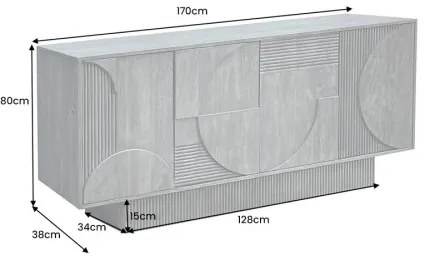 Komoda 46801 170cm Art Deco Drevo Mango Šedá - Komfort-nábytok