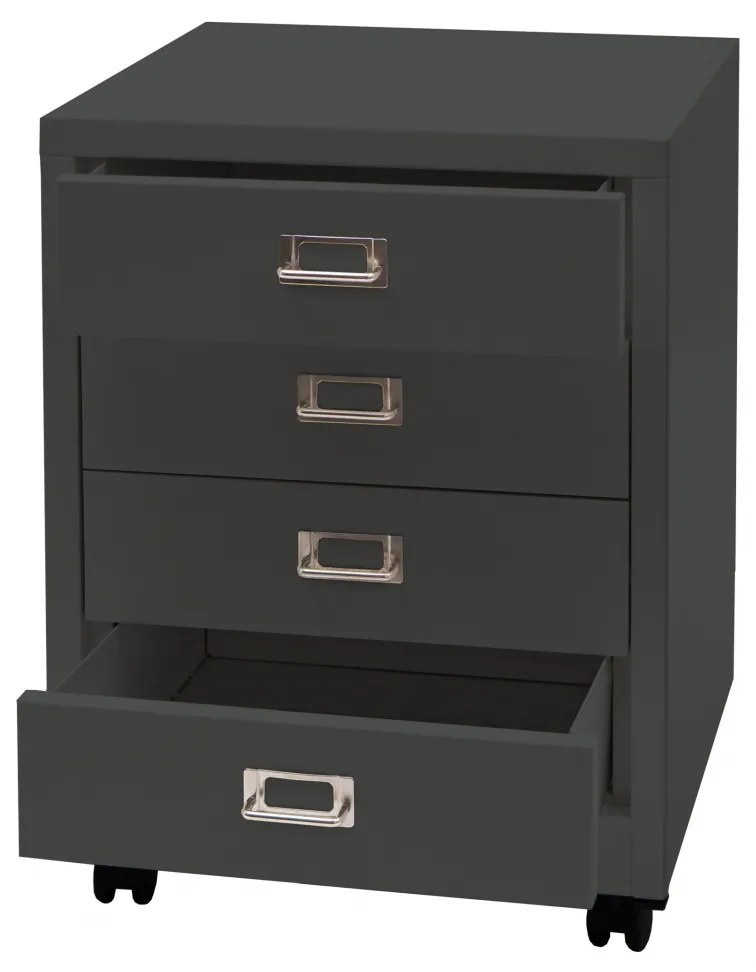 Zásuvková skrinka HWC-L49, kov 55x40x41cm 4 zásuvky - tmavosivá