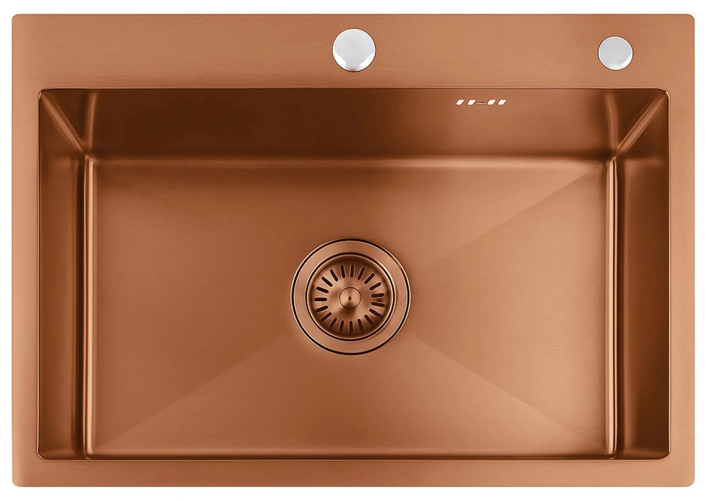 Rea Liam, oceľový kuchynský drez 580x450x185 mm, medená matná, ZLE-06050