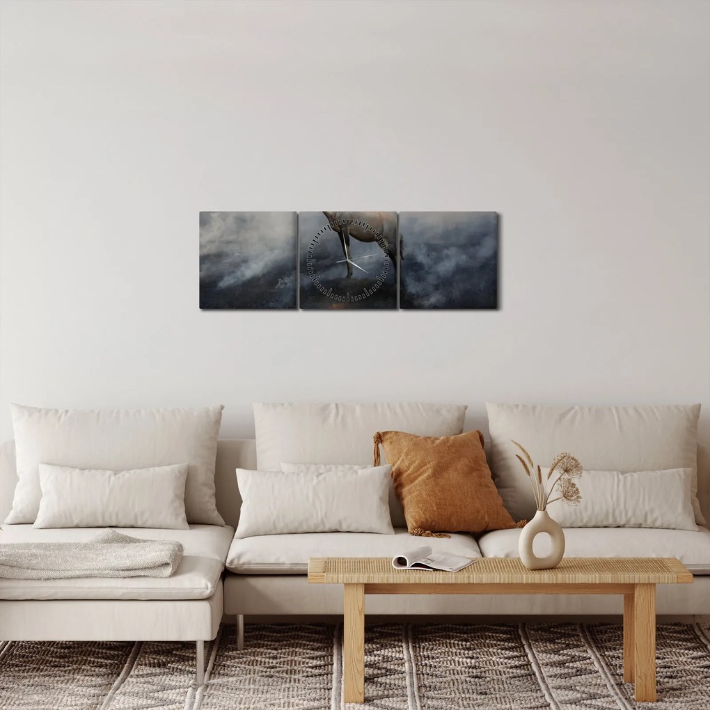 Obraz kamzíka v ohni (s hodinami) (90x30 cm)