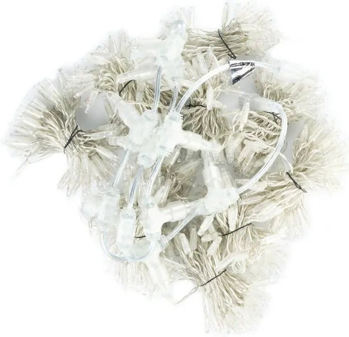 DECOLED Interiérová LED světelná záclona, teple bílá, transparentní kabel, 1x5 m, 500 diod