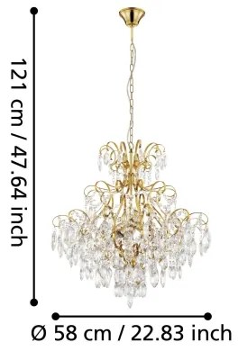 Eglo 39605 - Luster na reťazi FENOULLET 5xE14/25W/230V zlatá