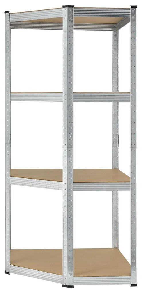 InternetovaZahrada Rohový regál - 160x75x40-75 cm - strieborný