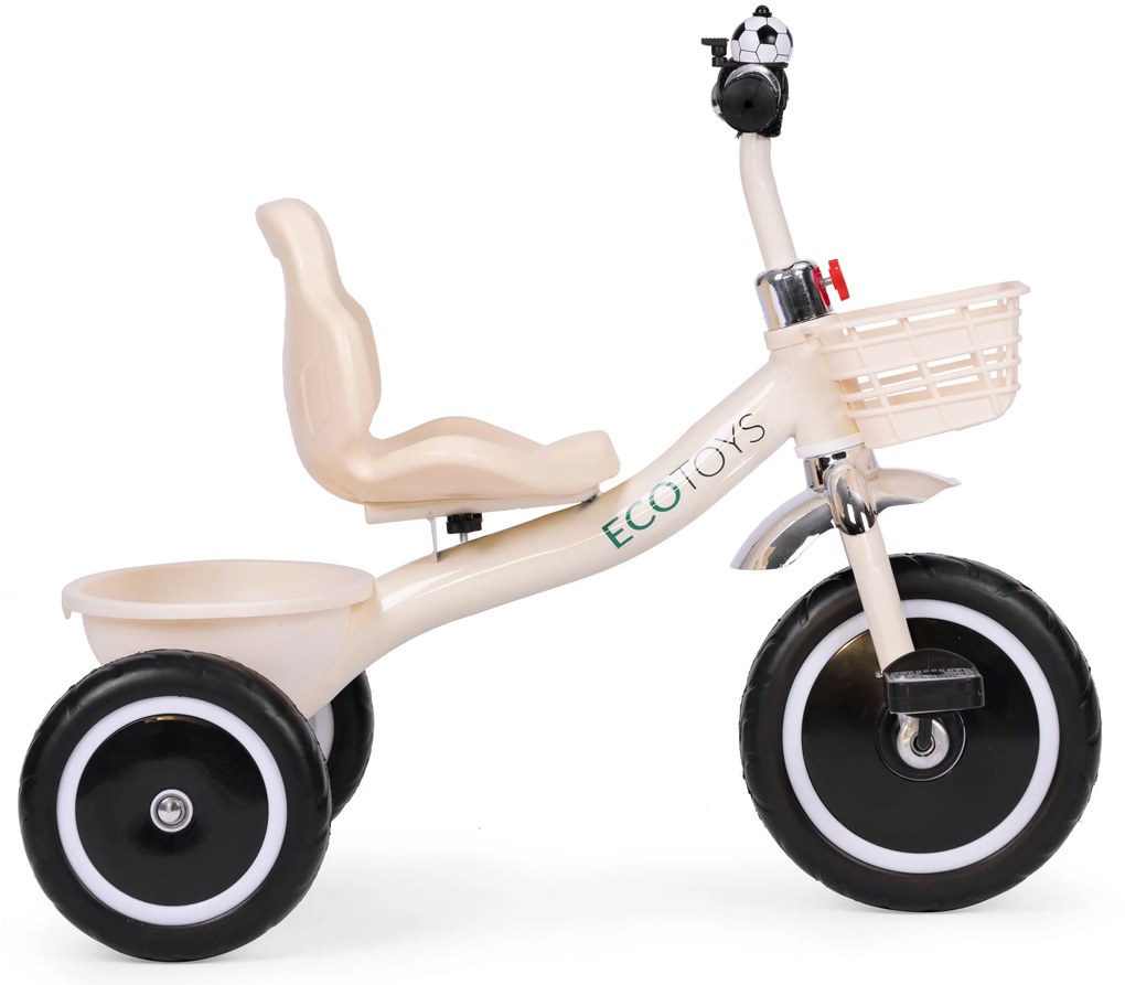 Trojkolka protišmykové rukoväte zvončekový kôš béžová ECOTOYS