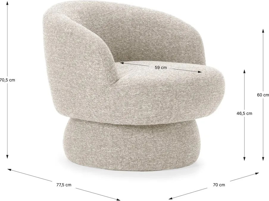 Béžové otočné kreslo Dali – MOME