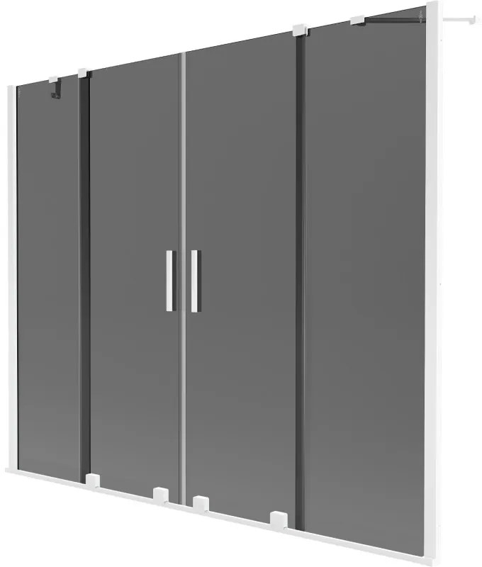Mexen Velar Duo, 2-krídlová posuvná vaňová zástena 200 x 150 cm, 8mm šedé sklo, biely profil, 896-200-000-42-20