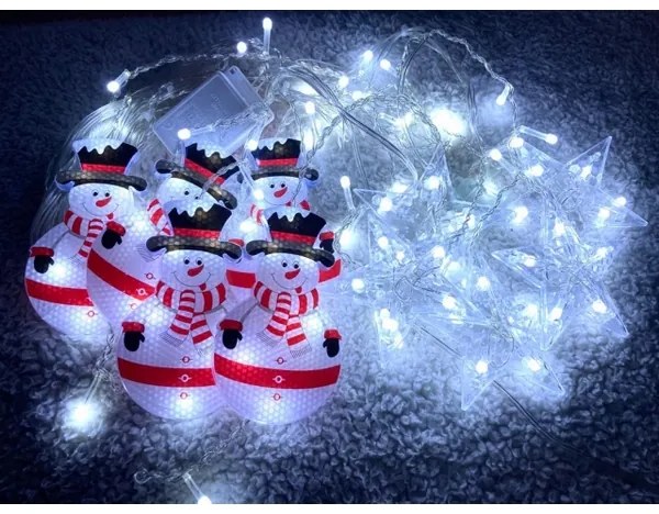 Grugen Svetelný záves 95LED snehuliak s hviezdičkami 2,5 m