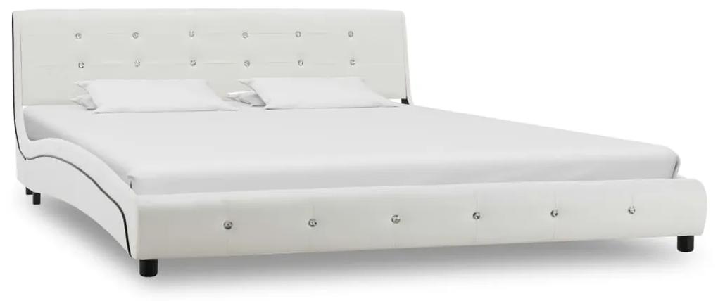 vidaXL Rám postele biely umelá koža 160x200 cm