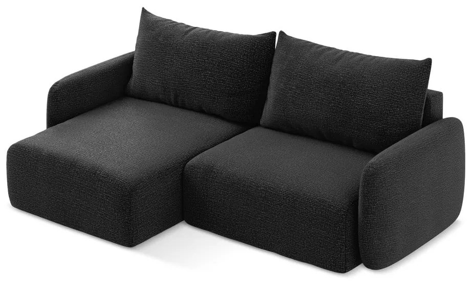 Čierna rozkladacia/s úložným priestorom rohová pohovka (ľavý roh) Kalena – Makamii