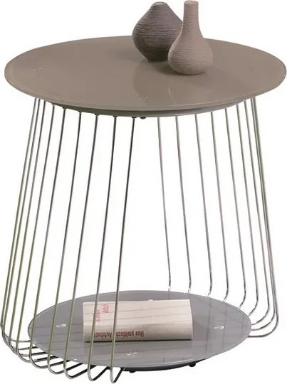 Odkladací stolík Rivoli, kov/cappuccino sklo