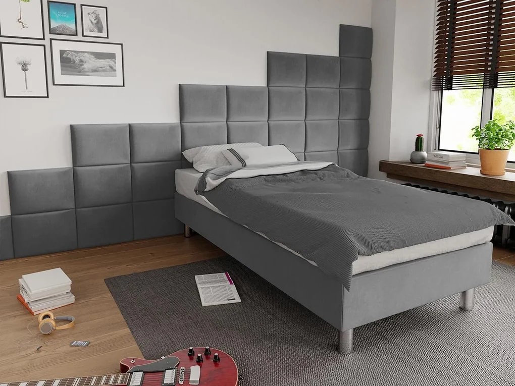 Čalúnená jednolôžková posteľ Estelle B, Dostupné poťahy: ekokoža Soft 011 (čierna), Rozmer postele: 90x200 cm