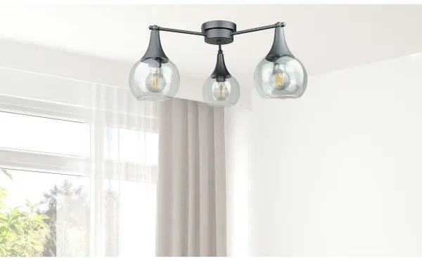 Prisadený luster STAR 3xE27/60W/230V čierna/číra