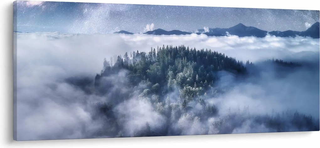 Obraz lesa v hmle (120x50 cm)