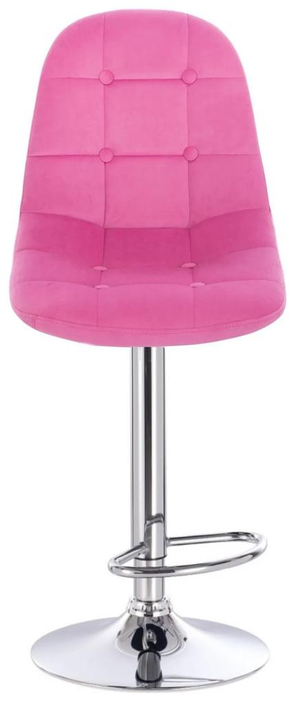 LuxuryForm Barová stolička SAMSON VELUR na striebornom tanieri - ružová