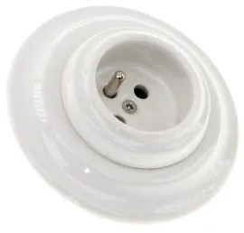 Bohemia-Design - Porcelánová retro domová zásuvka s rámčekom 250V/16A biela
