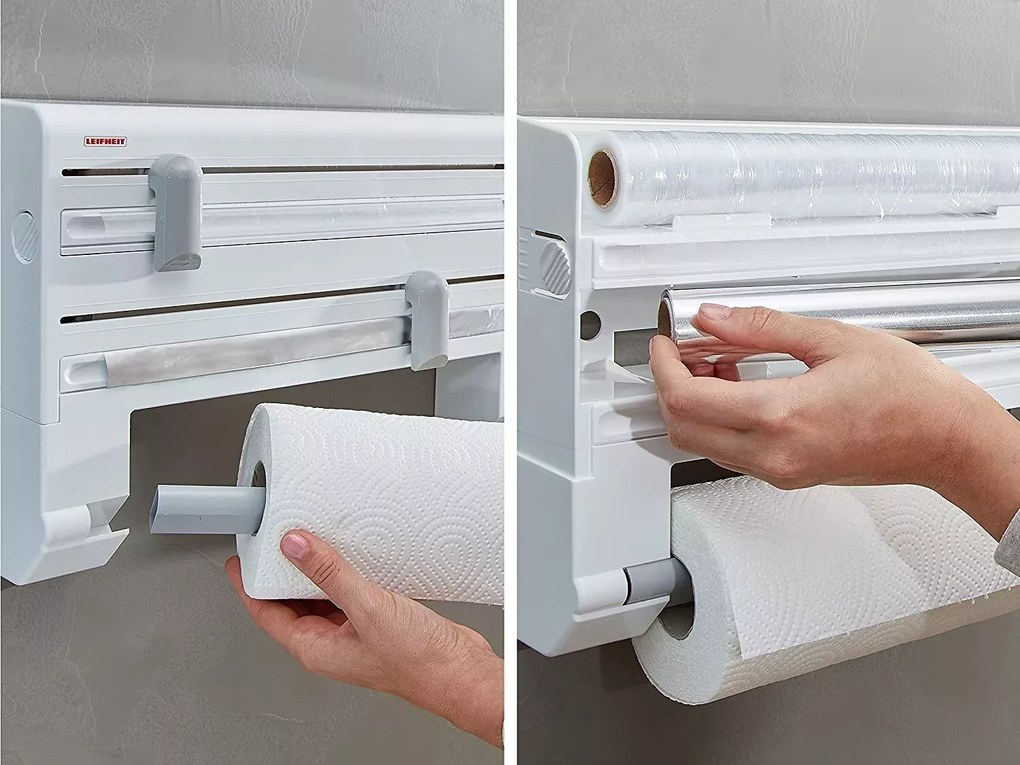 usporadejto.cz Nástenný držiak na kuch.utierky, alobal, fólie s rezačkou LEIFHEIT