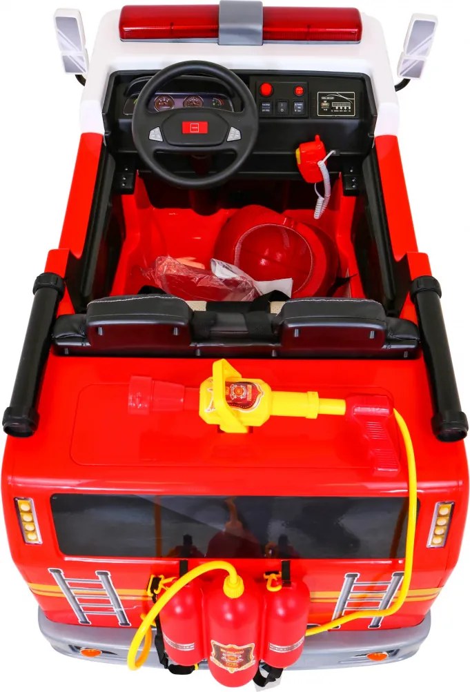 Ramiz Detské hasičské auto na batérie + Vodné delo + Megafón + Hasičský kohút + Pilot