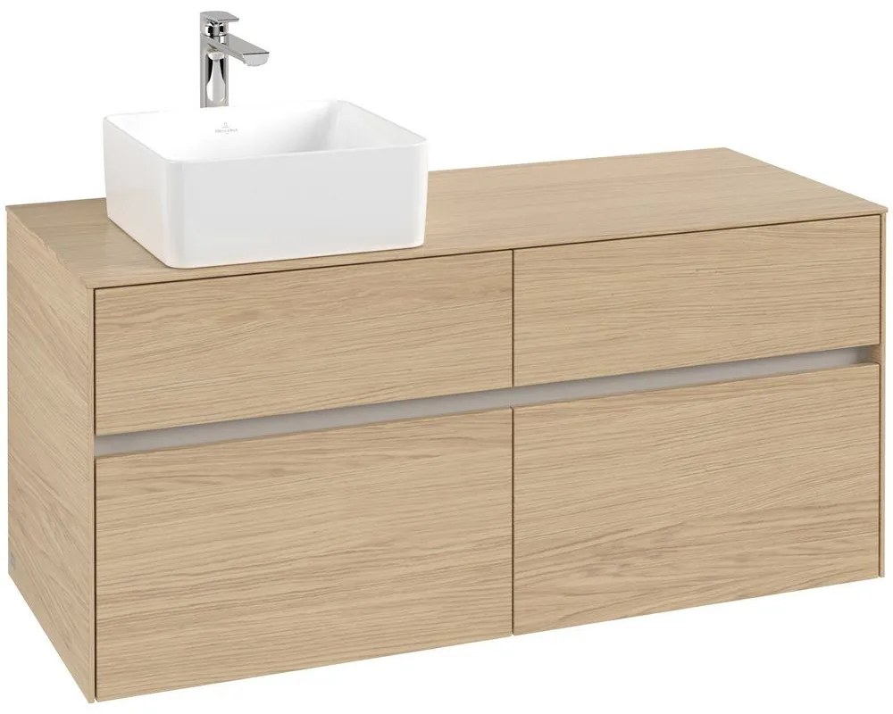 VILLEROY &amp; BOCH Collaro závesná skrinka pod umývadlo na dosku (umývadlo vľavo), 4 zásuvky, 1200 x 500 x 548 mm, Nordic Oak, C04200VJ