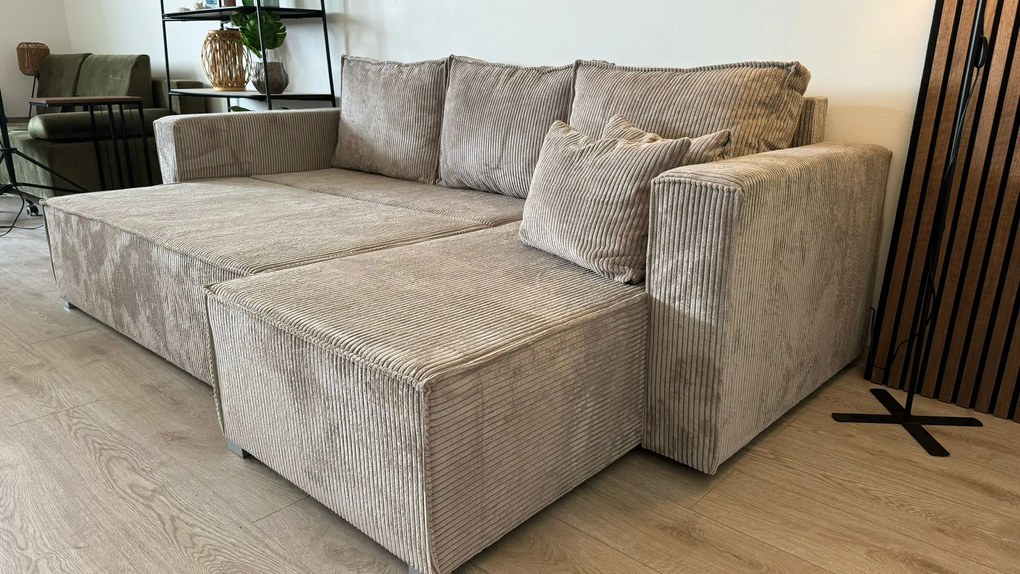Krémová rohová pohovka SMART COSARO, obojstranná + 2 vankúšiky ZADARMO