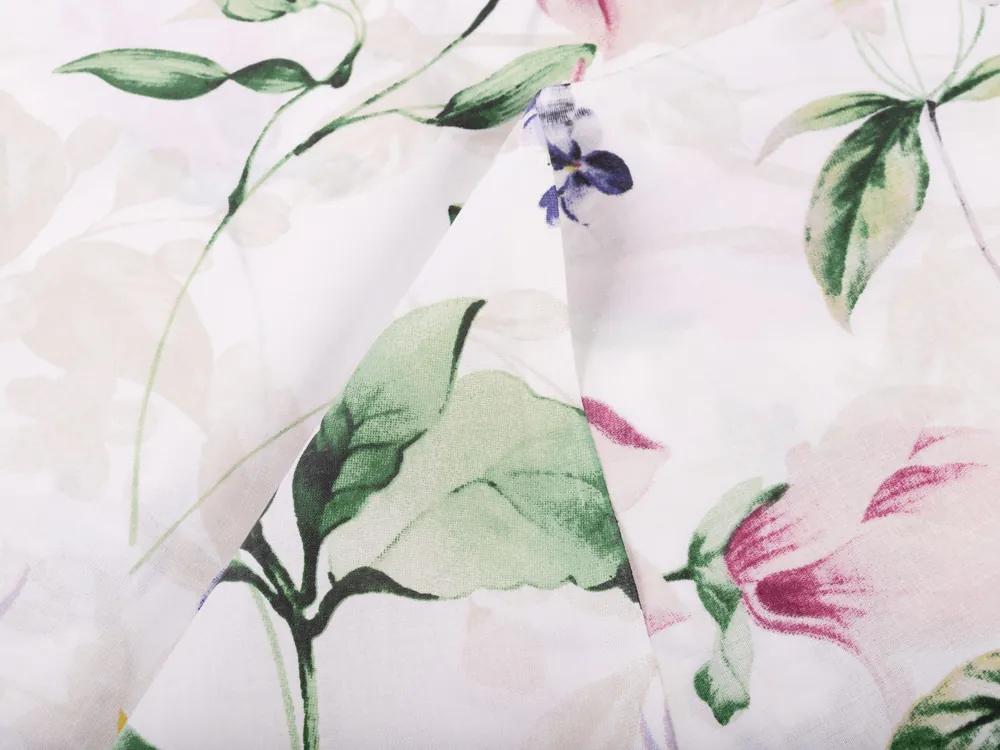 Biante Bavlnený záves Sandra SA-287 Mix kvetov na bielom 150x180 cm
