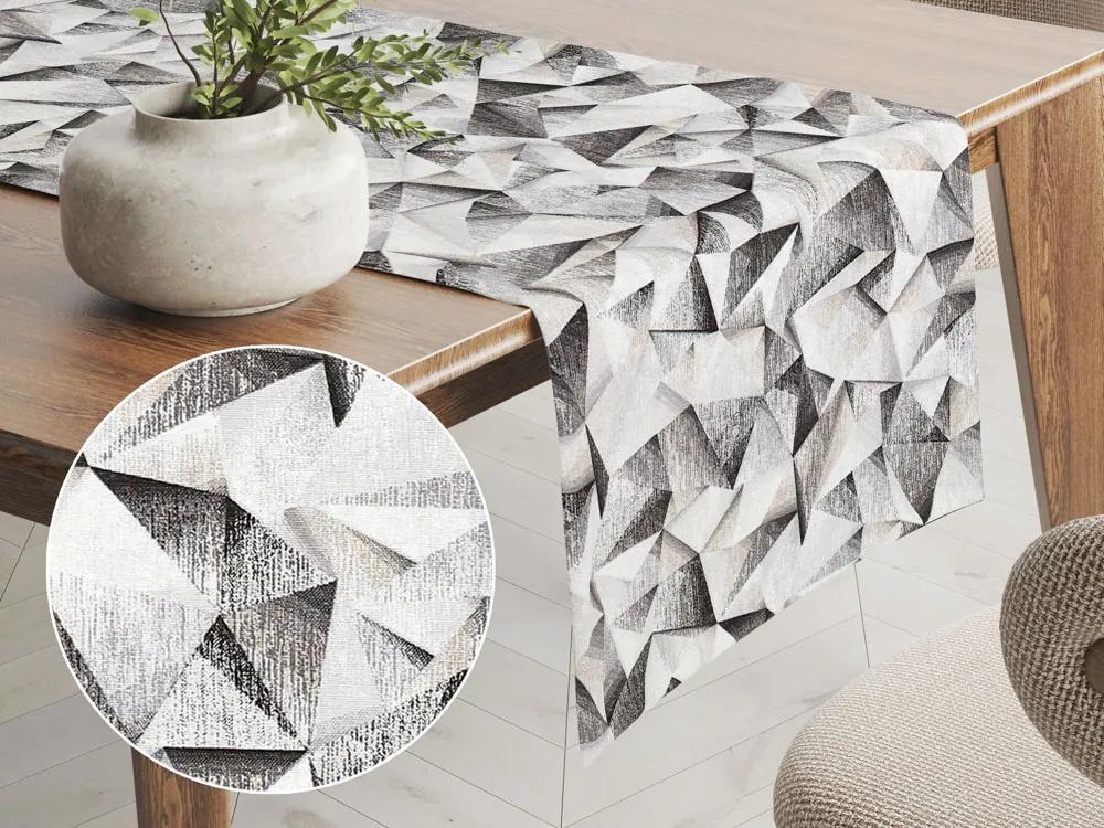 Biante Dekoračný behúň na stôl Porto PRT-008 Sivo-béžové kryštály 20x180 cm