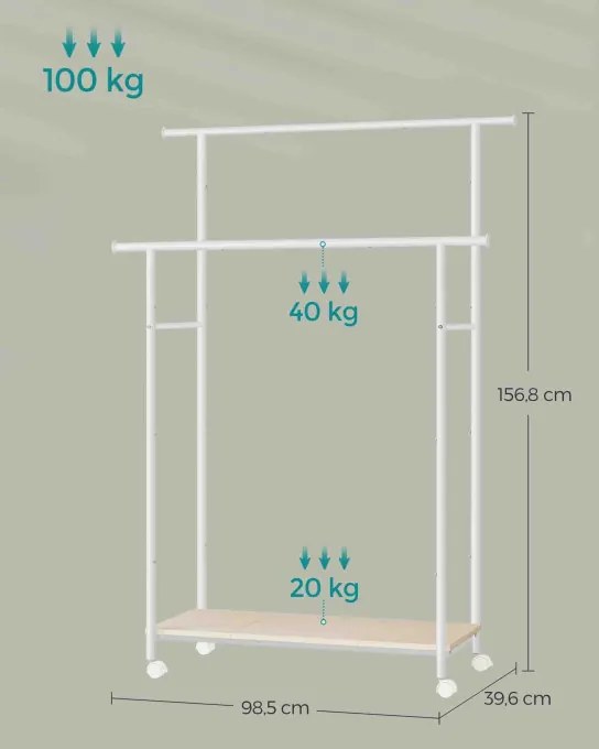 Závesný stojan na kolieskach HSR152W01