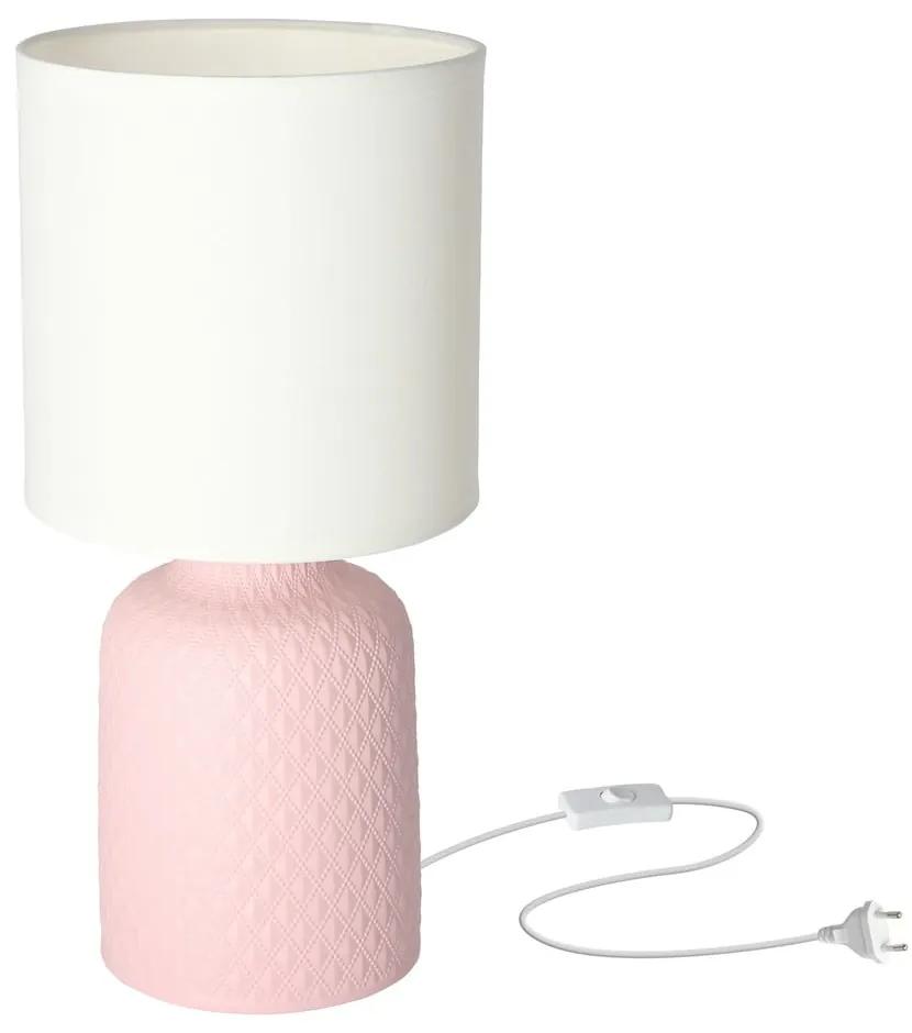 Ružová stolová lampa s textilným tienidlom (výška 32 cm) Iner – Candellux Lighting