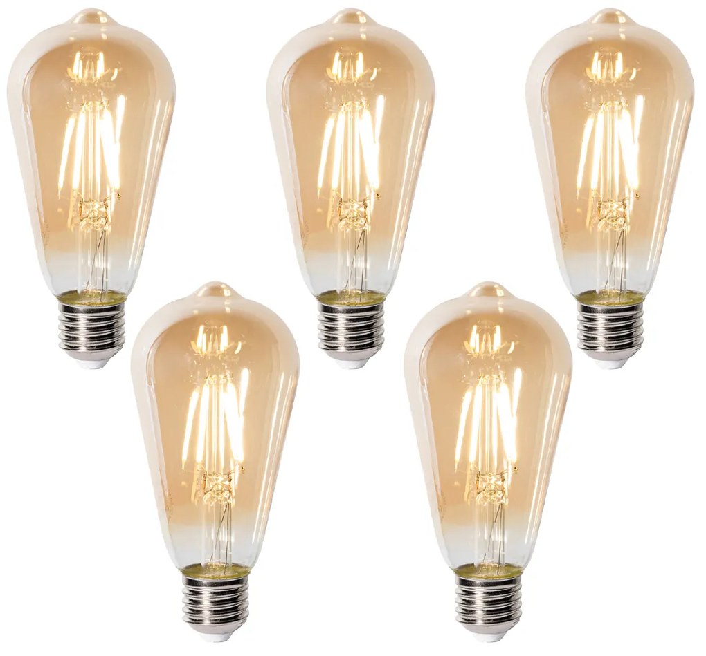 Sada 5 ks E27 dimbare LED lamp ST64 goud 5W 450 lm 2700K