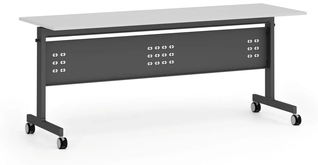 Mobilný stôl PRIMO MOBI, 1800 x 600 mm, čierna podnož, biela