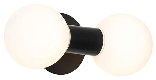 Moderné nástenné svietidlo čierne IP44 2-svetlo - Cederic