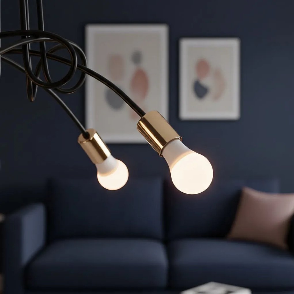 Toolight - Závesné svietidlo Paradise 5xE27 60W APP518-5C, čierna-zlatá, OSW-01102