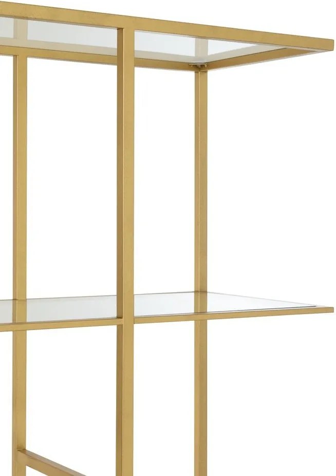 Zlatý antik kovový regál so sklenenými policami Doree gold - 120*40*180 cm