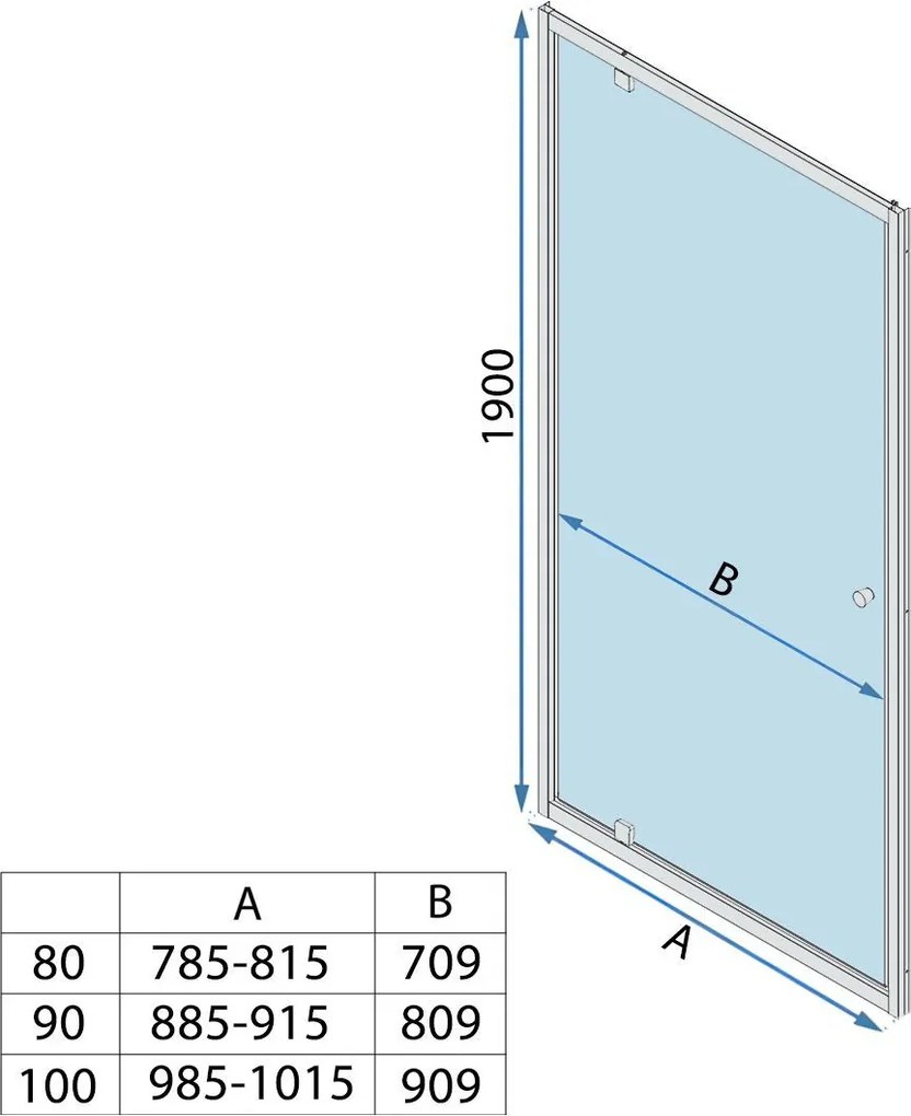Jednokrídlové sprchové dvere REA PRIMO SWING 80 cm, chróm/transparent - bez vaničky