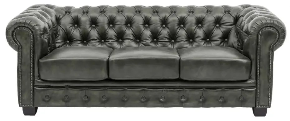 furniture-nabytek.cz - Masívna sedacia súprava Chesterfield z pravej kože, zelená
