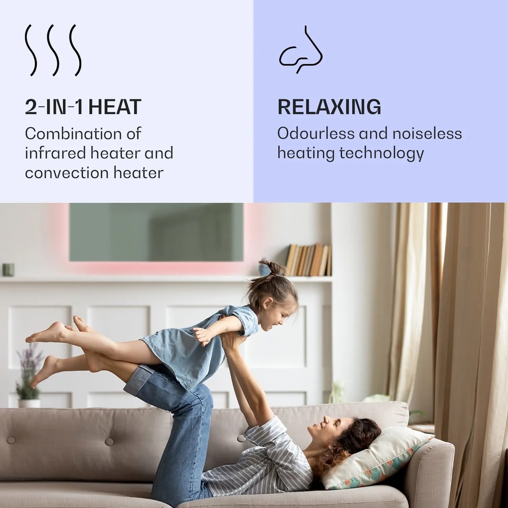 Klarstein Mojave 1000 smart, infračervený ohrievač 2 v 1, konvektor, 120 x 60 cm, 1000 W, RGB osvetlenie