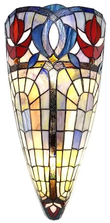 Krémovo-modrá nástenná lampa Tiffany Mood - 26*18*41 cm E27/max 2*60W