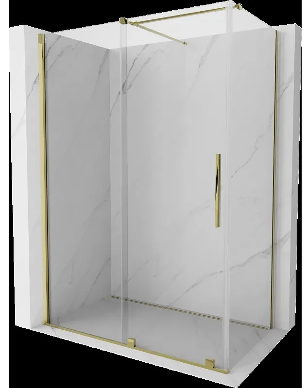 Mexen Velar sprchová kabína, posuvné dvere 150 x 75 cm, Priehľadné, Zlatá - 871-150-075-01-50