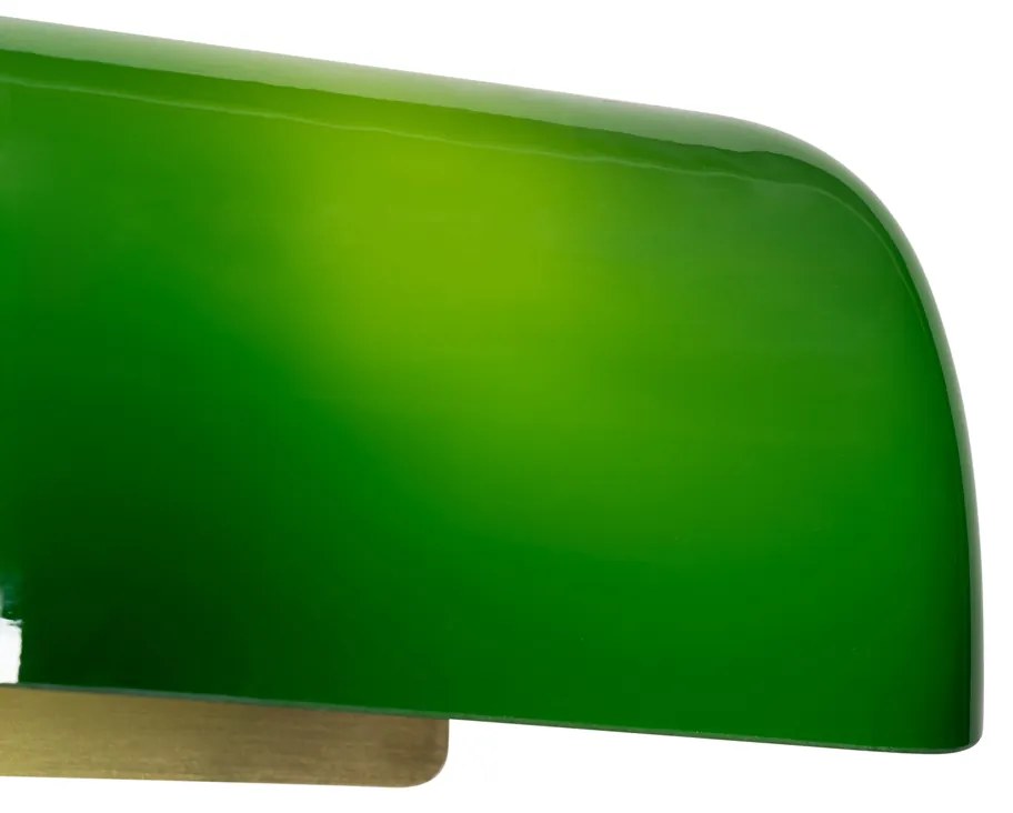 Klasická nástenná lampa mosadz s zeleným sklom - Banker