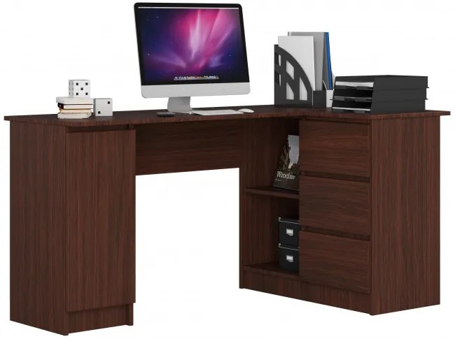 Rohový kancelársky stôl B20 CLP pravostranný, wenge