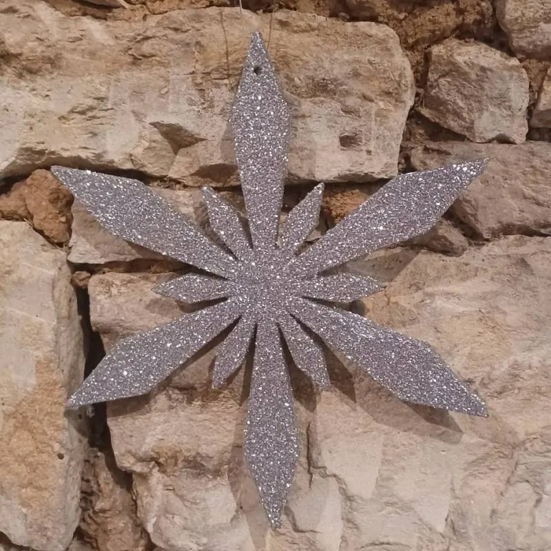 DECOLED Snehová vločka III, priemer 40 cm, strieborná